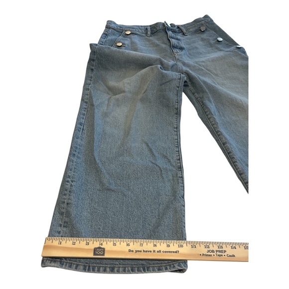 LOFT Wide Leg Jeans Size 8 High Rise Cropped Denim Blue Button Fly Women’s - Picture 3 of 7
